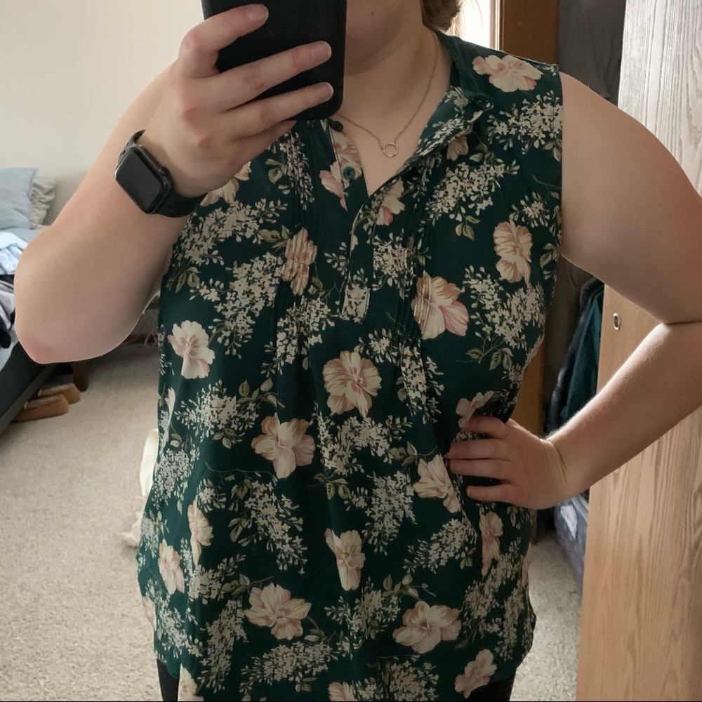 Green Floral Blouse